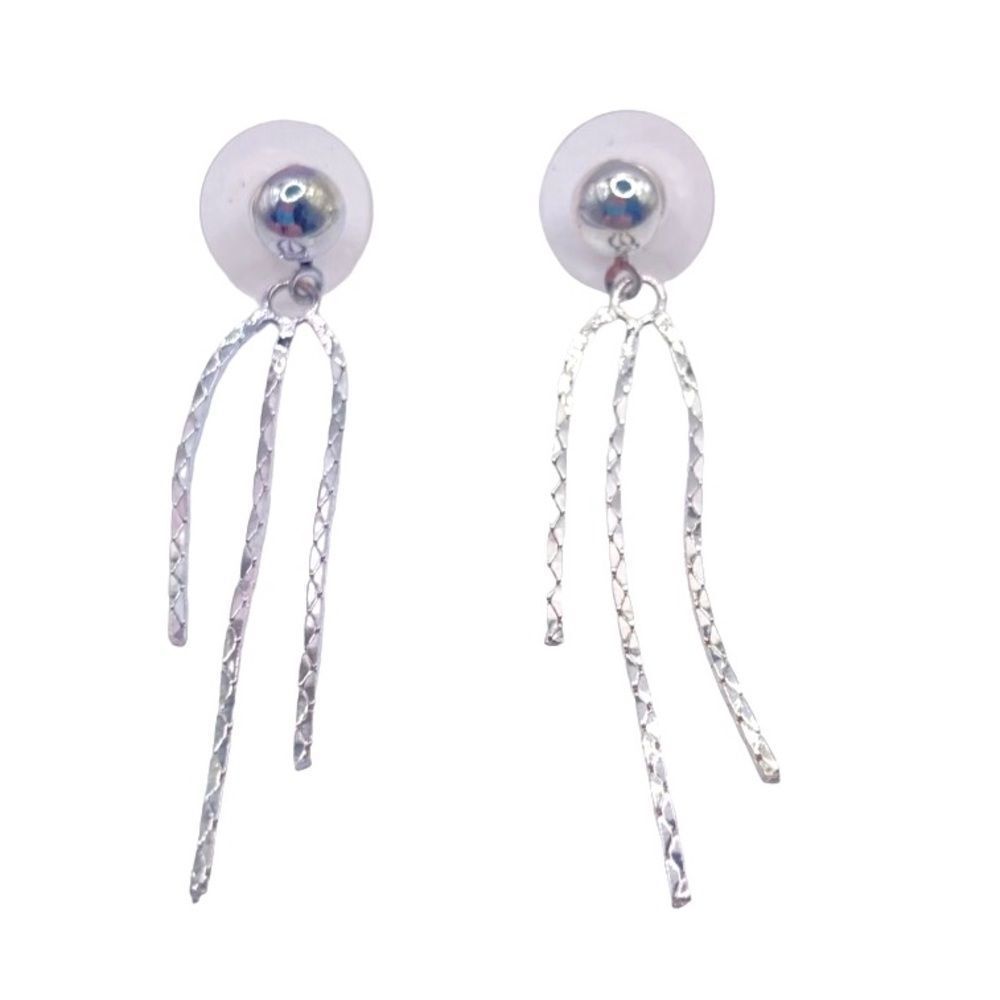 Silver Chain Fringe Dangle Earrings